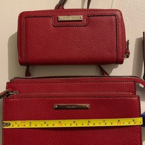 Red Nine West bag with matching wallet